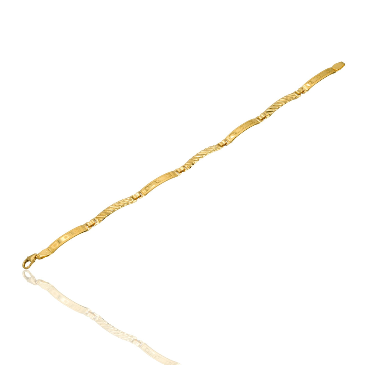 Bracciale Oro Giallo Oro 18 carati Piastre Alternate Solo Oro cm. 19,5
