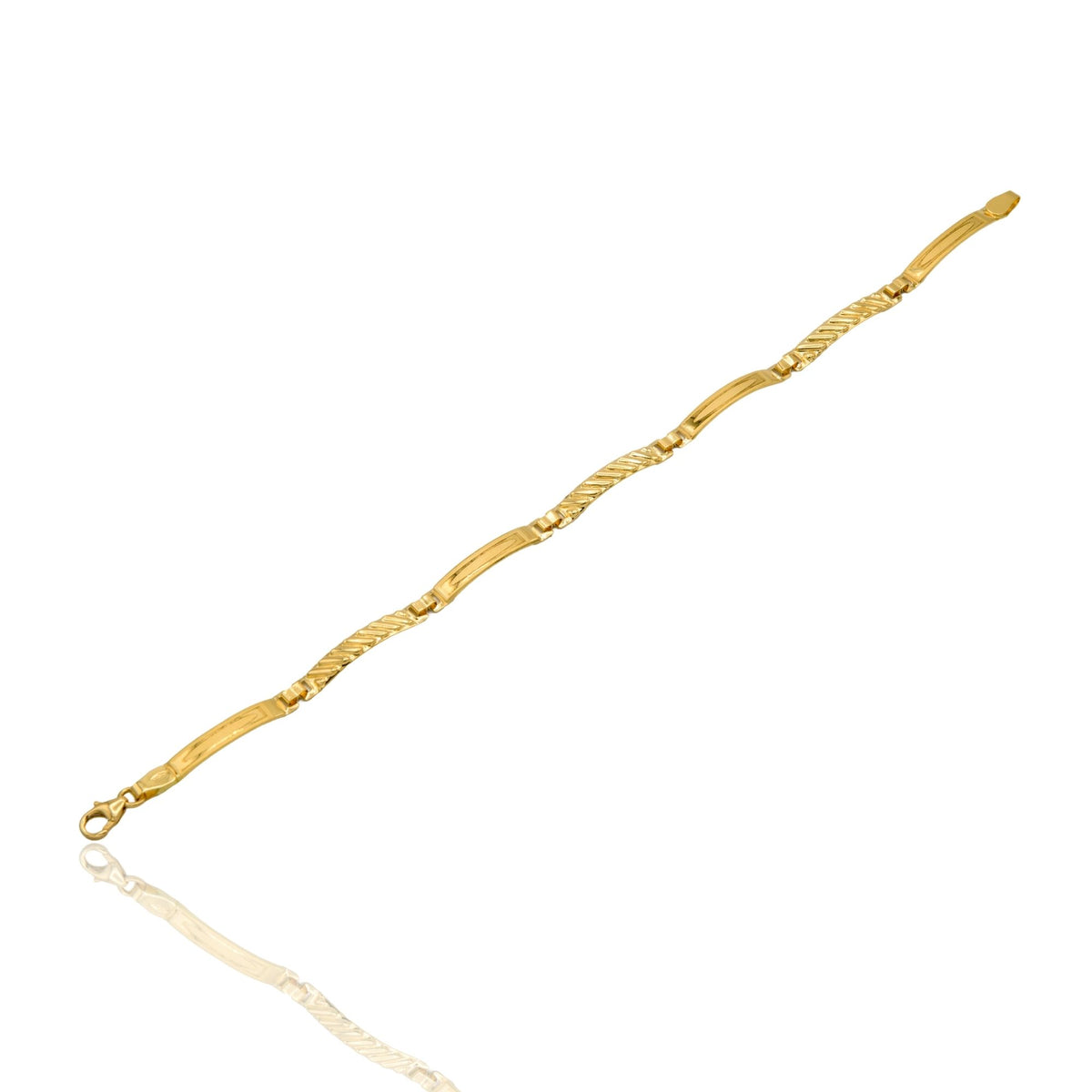 Bracciale Oro Giallo Oro 18 carati Piastre Alternate Solo Oro cm. 19,5