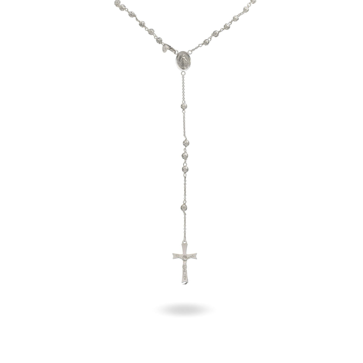 Collana Oro Bianco Oro 18 carati Rosario Milleluci Solo Oro cm.50 Sfera 4  mm