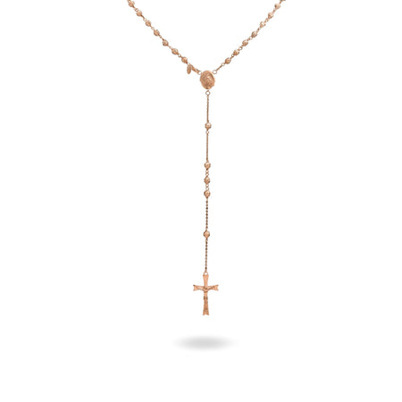 Collana Oro Rosa Oro 18 carati Rosario Milleluci Solo Oro cm.50 Sfera 4  mm