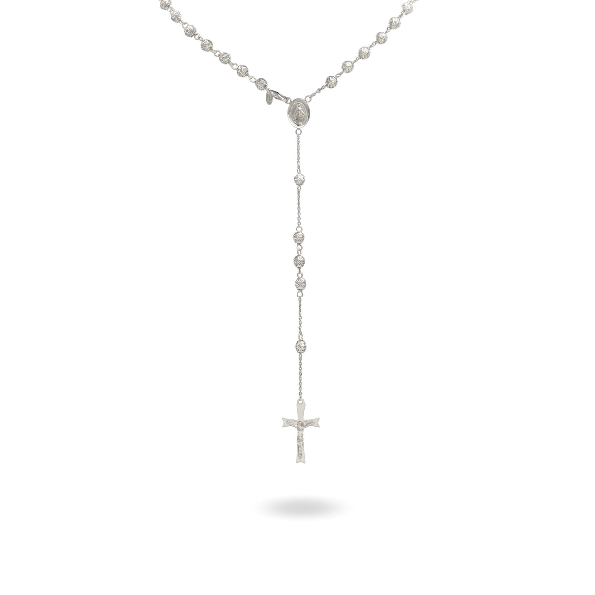 Collana Oro Bianco Oro 18 carati Rosario Milleluci Solo Oro cm.60 Sfera 5 mm