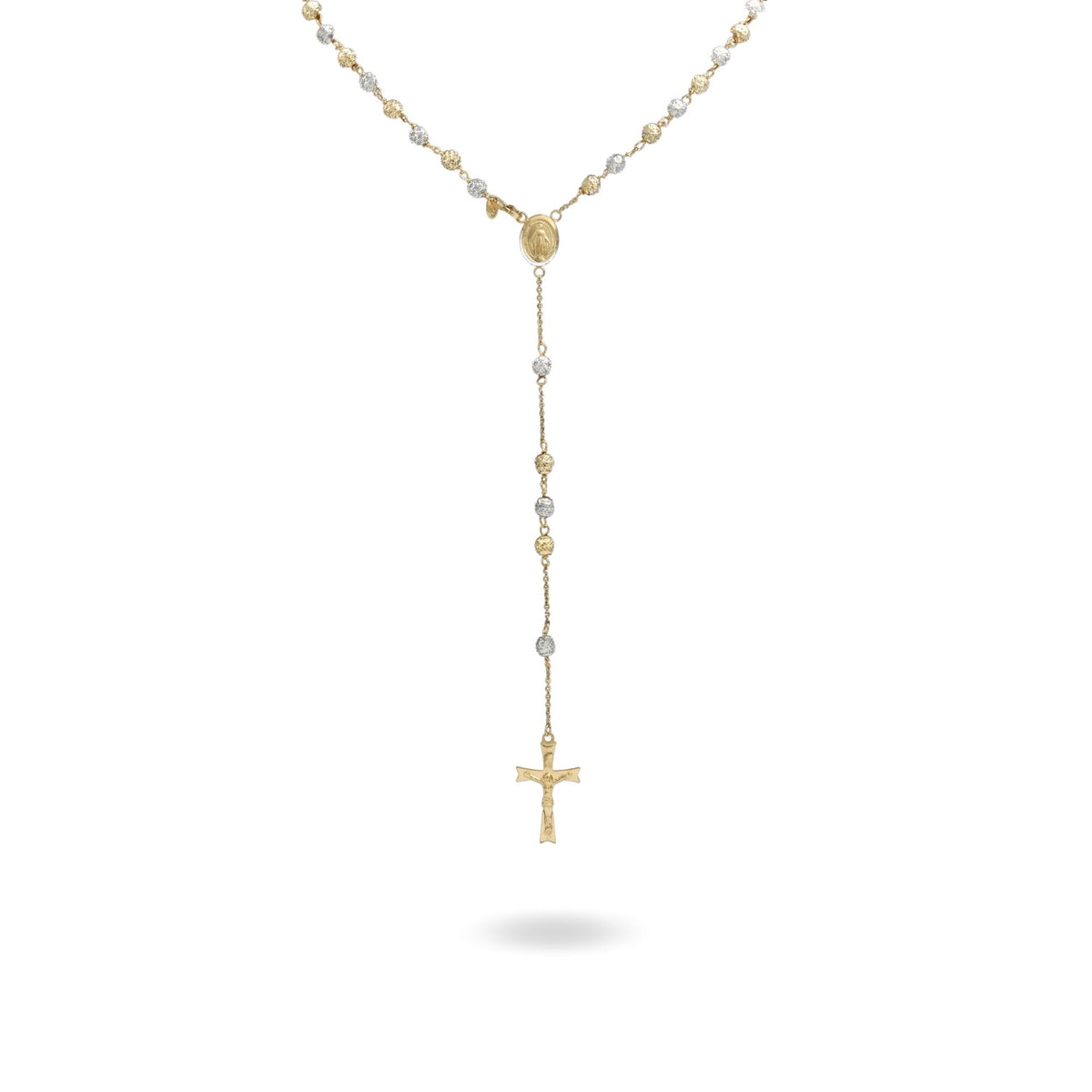 Collana Oro Giallo Oro Bianco Oro 18 carati Rosario Milleluci Solo Oro cm.60 Sfera 5 mm