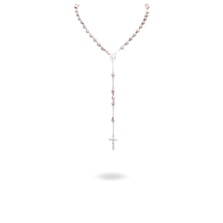 Collana Oro Bianco Oro 18 carati Rosario Milleluci Solo Oro cm.60 Sfera 6 mm