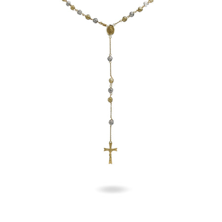 Collana Oro Giallo Oro Bianco Oro 18 carati Rosario Milleluci Solo Oro cm.60 Sfera 6 mm