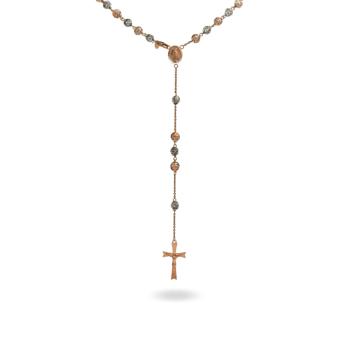 Collana Oro Rosa, Oro Brunito Oro 18 carati Rosario Milleluci Solo Oro cm.60 Sfera 6 mm