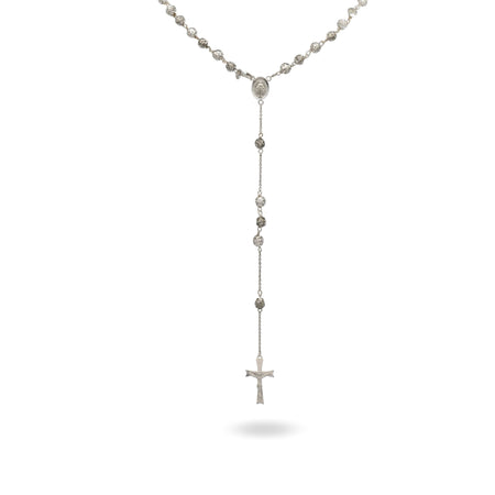 Collana Oro Bianco, Oro Brunito Oro 18 carati Rosario Milleluci Solo Oro cm.60 Sfera 6 mm