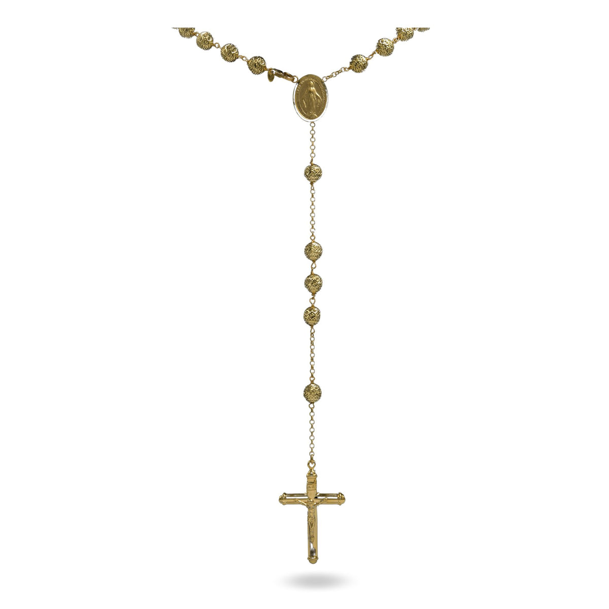 Collana Oro Giallo Oro 18 carati Rosario Milleluci Solo Oro cm.70 Sfera 8 mm