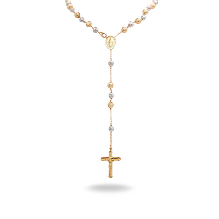 Collana Oro Giallo Oro Bianco Oro 18 carati Rosario Milleluci Solo Oro cm.70 Sfera 8 mm
