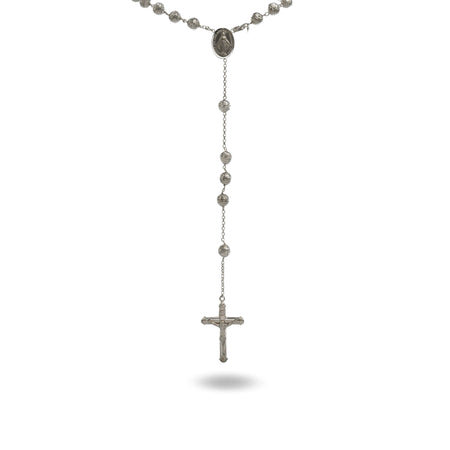 Collana Oro Bianco Oro 18 carati Rosario Milleluci Solo Oro cm.70 Sfera 8 mm