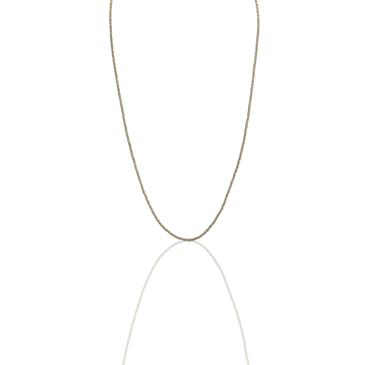 Collana Oro Giallo Oro Bianco Oro 18 carati Girocollo sfere Slash Solo Oro cm.50 Sfera 1,5 mm