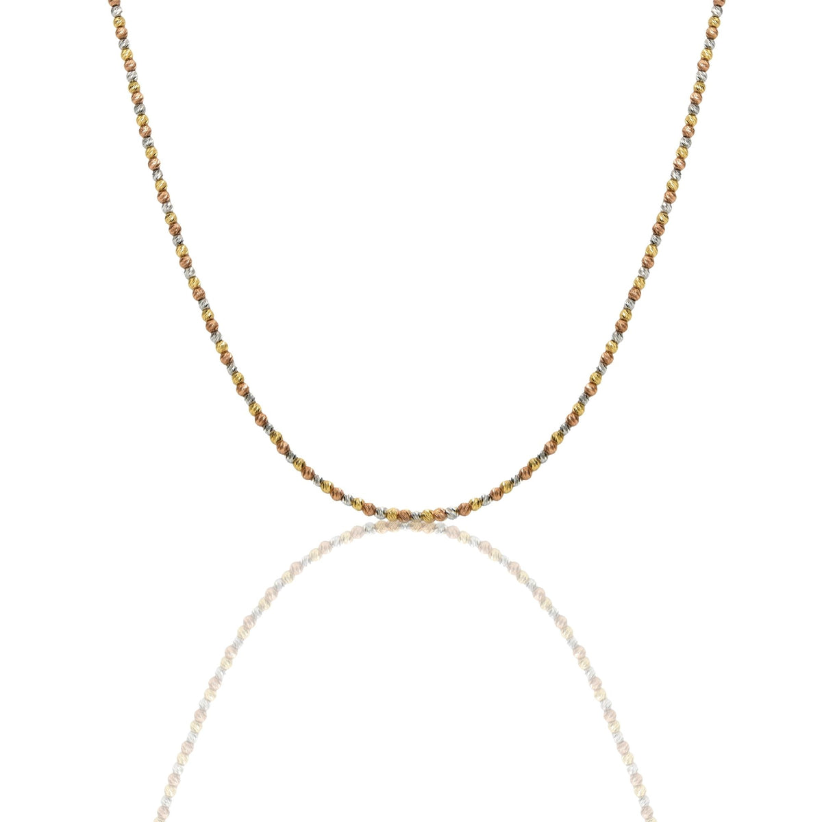 Collana Oro Bianco, Oro Giallo, Oro Rosa Oro 18 carati Girocollo sfere Slash Solo Oro cm.60 Sfera 3 mm