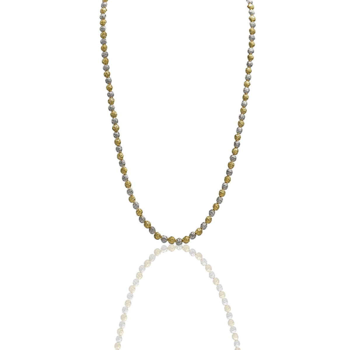 Collana Oro Giallo Oro Bianco Oro 18 carati Girocollo Milleluci Solo Oro cm.50 Sfera 6 mm