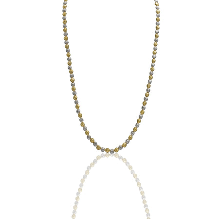 Collana Oro Giallo Oro Bianco Oro 18 carati Girocollo Milleluci Solo Oro cm.50 Sfera 6 mm