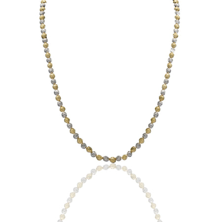 Collana Oro Giallo Oro Bianco Oro 18 carati Girocollo Milleluci Solo Oro cm.50 Sfera 6 mm