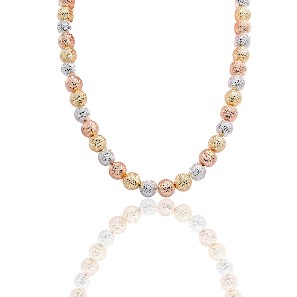 Collana Oro Giallo, Oro Bianco, Oro Rosa Oro 18 carati Girocollo Milleluci Solo Oro cm.42 Sfera 10 mm