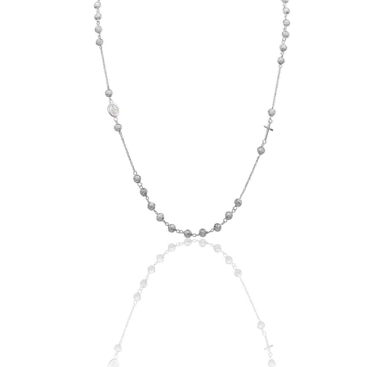 Collana Oro Bianco Oro 18 carati Rosario Girocollo Solo Oro