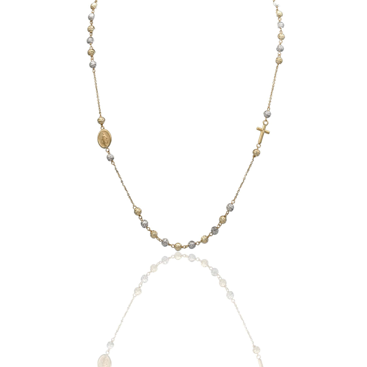 Collana Oro Giallo Oro Bianco Oro 18 carati Rosario Girocollo Solo Oro