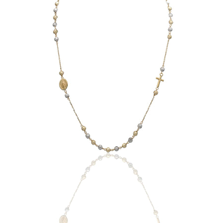 Collana Oro Giallo Oro Bianco Oro 18 carati Rosario Girocollo Solo Oro