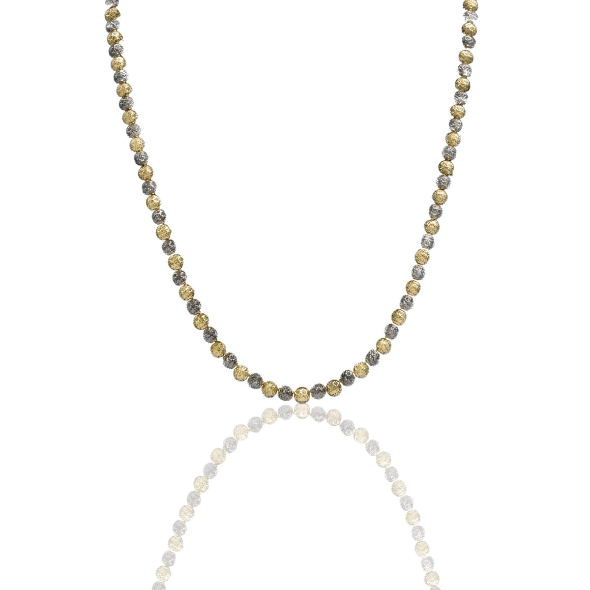 Collana Oro Giallo, Oro Brunito Oro 18 carati Girocollo Milleluci Solo Oro cm.60 Sfera 6 mm