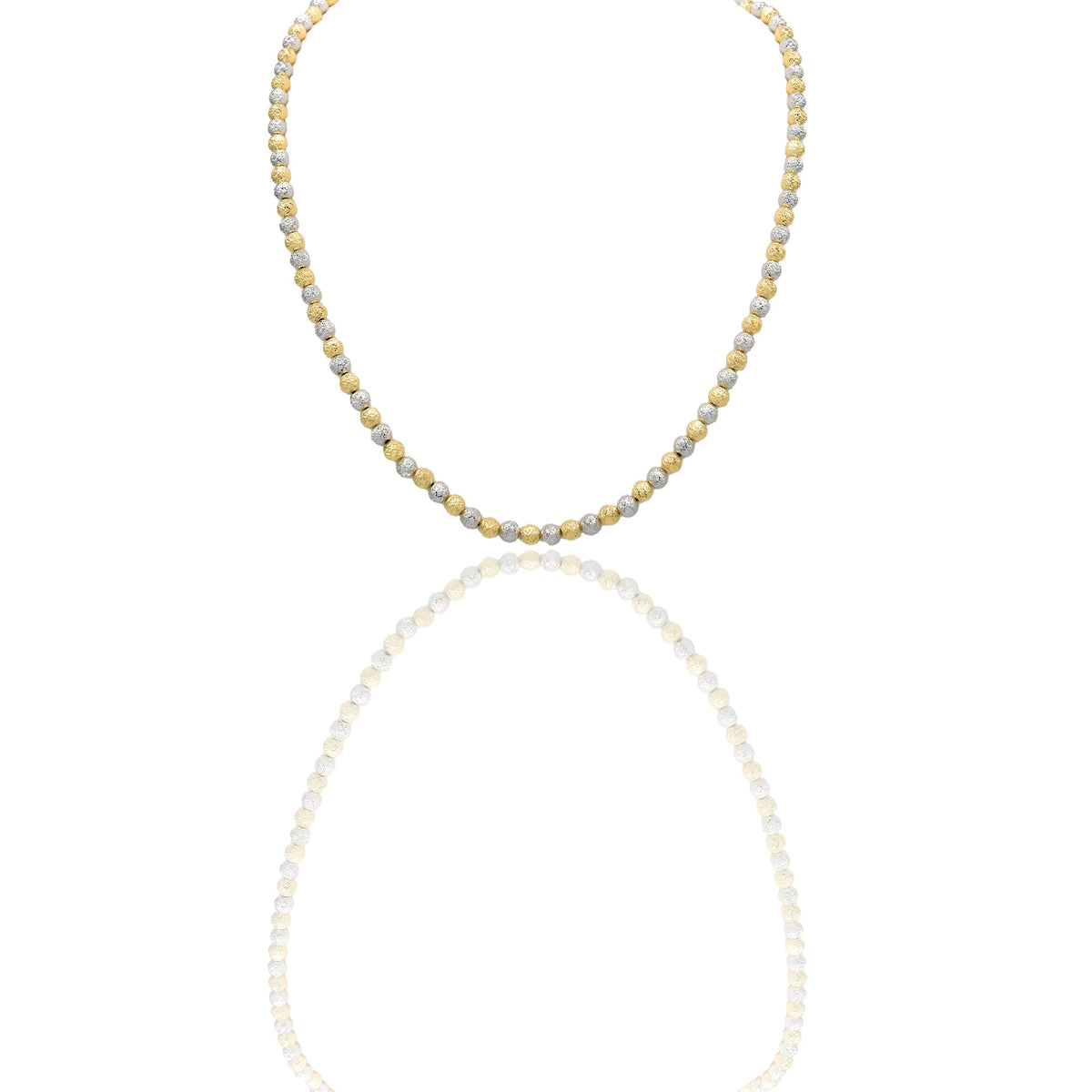 Collana Oro Giallo Oro Bianco Oro 18 carati Milleluci Solo Oro Lunghezza cm.50 sfera mm. 5