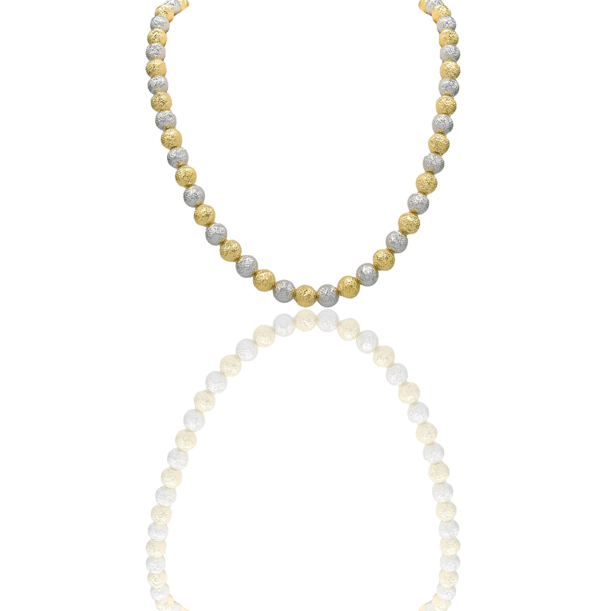 Collana Oro Giallo Oro Bianco Oro 18 carati Milleluci Solo Oro Lunghezza cm.70 sfera mm.10