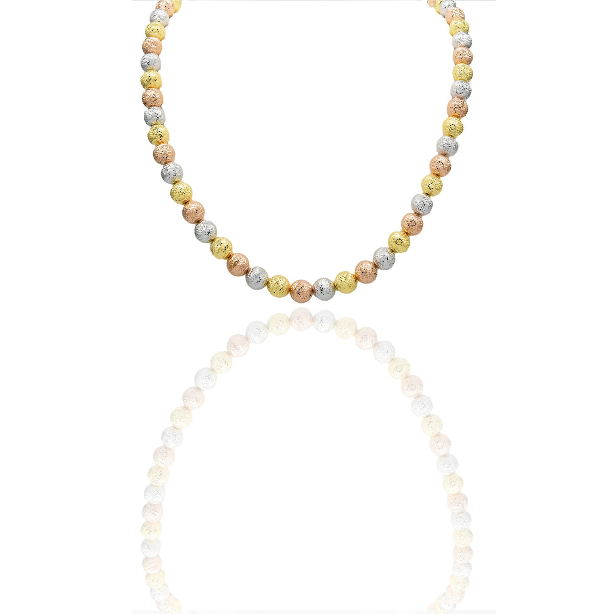Collana Oro Giallo Oro Bianco, Oro Rosa Oro 18 carati Milleluci Solo Oro Lunghezza cm.70 sfera mm.10