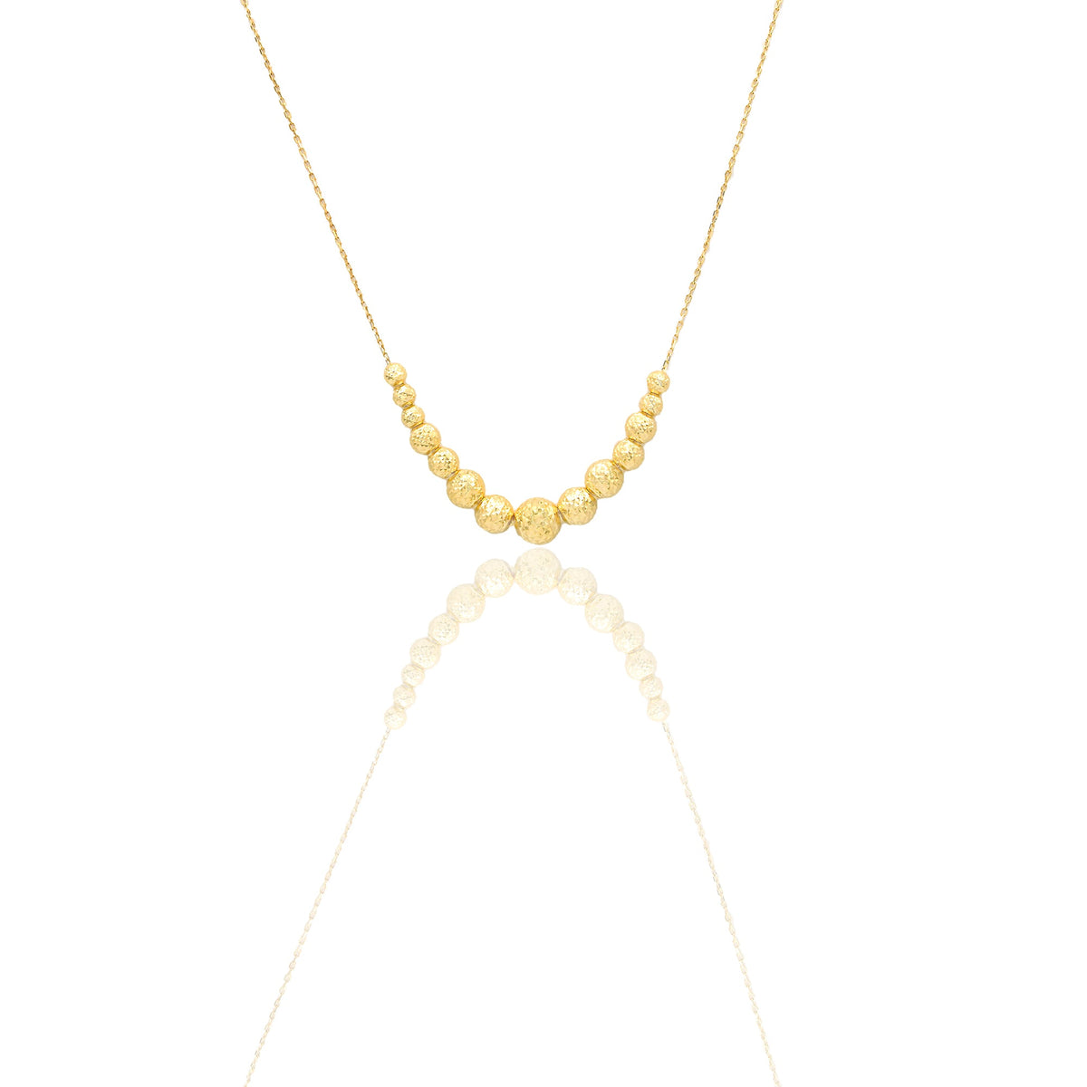 Collana Oro Giallo Oro 18 carati Catenina Sfere a scalare Solo Oro Lunghezza cm. 45/50 sfera mm.3/4/5/6