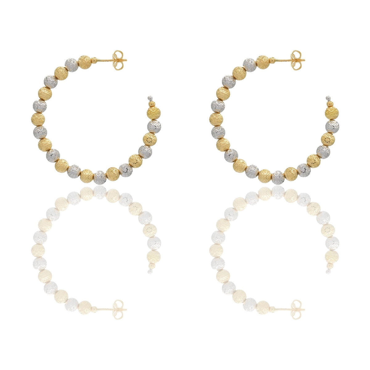 Orecchini Oro Giallo Oro Bianco Oro 18 carati Cerchi Milleluci Solo Oro diametro esterno cm.4,5 diametro sfera mm.5