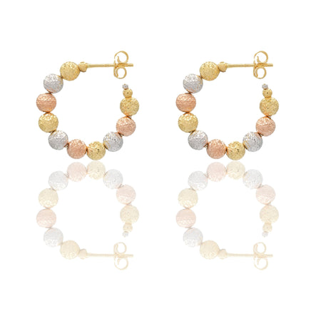 Orecchini Oro Bianco, Oro Giallo, Oro Rosa Oro 18 carati Cerchi Milleluci Solo Oro diametro esterno cm.2,5 diametro sfera mm.5