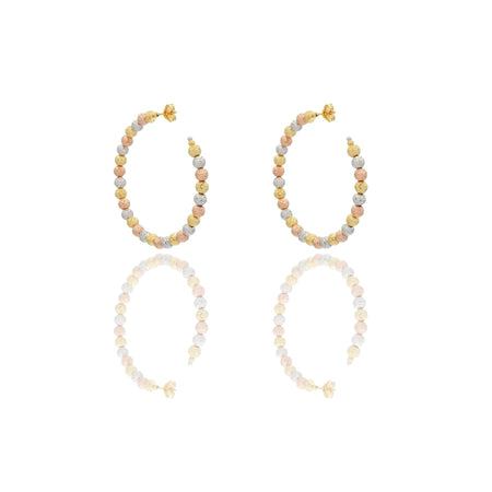 Orecchini Oro Bianco, Oro Giallo, Oro Rosa Oro 18 carati Cerchi Milleluci Solo Oro diametro esterno cm.5 diametro sfera mm.5