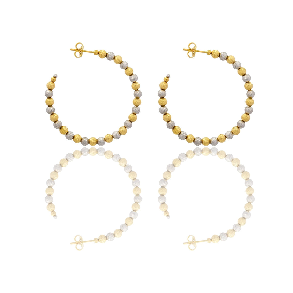 Orecchini Oro Giallo Oro Bianco Oro 18 carati Cerchi Milleluci Solo Oro diametro esterno cm.4 diametro sfera mm.4