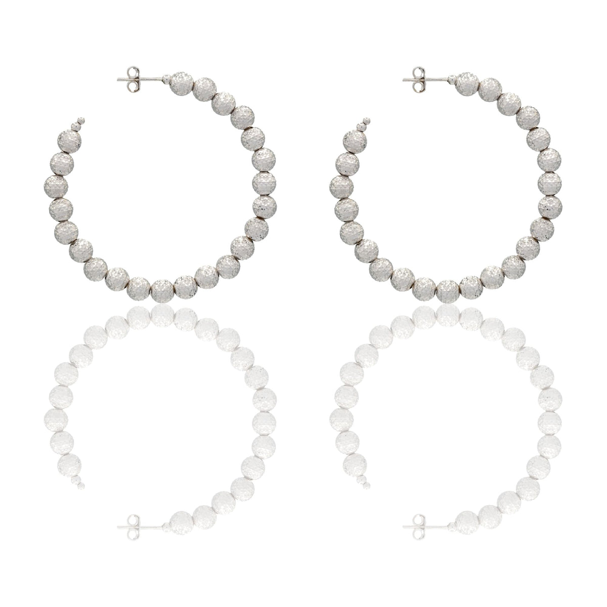 Orecchini Oro Bianco Oro 18 carati Cerchi Milleluci Solo Oro diametro esterno cm.5 diametro sfera mm.6