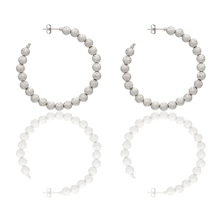 Orecchini Oro Bianco Oro 18 carati Cerchi Milleluci Solo Oro diametro esterno cm.5 diametro sfera mm.6