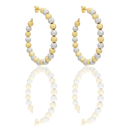 Orecchini Oro Bianco, Oro Giallo Oro 18 carati Cerchi Milleluci Solo Oro diametro esterno cm.5 diametro sfera mm.6