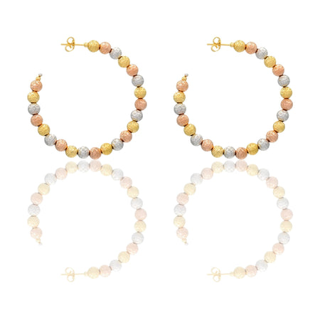 Orecchini Oro Bianco, Oro Giallo, Oro Rosa Oro 18 carati Cerchi Milleluci Solo Oro diametro esterno cm.5 diametro sfera mm.6