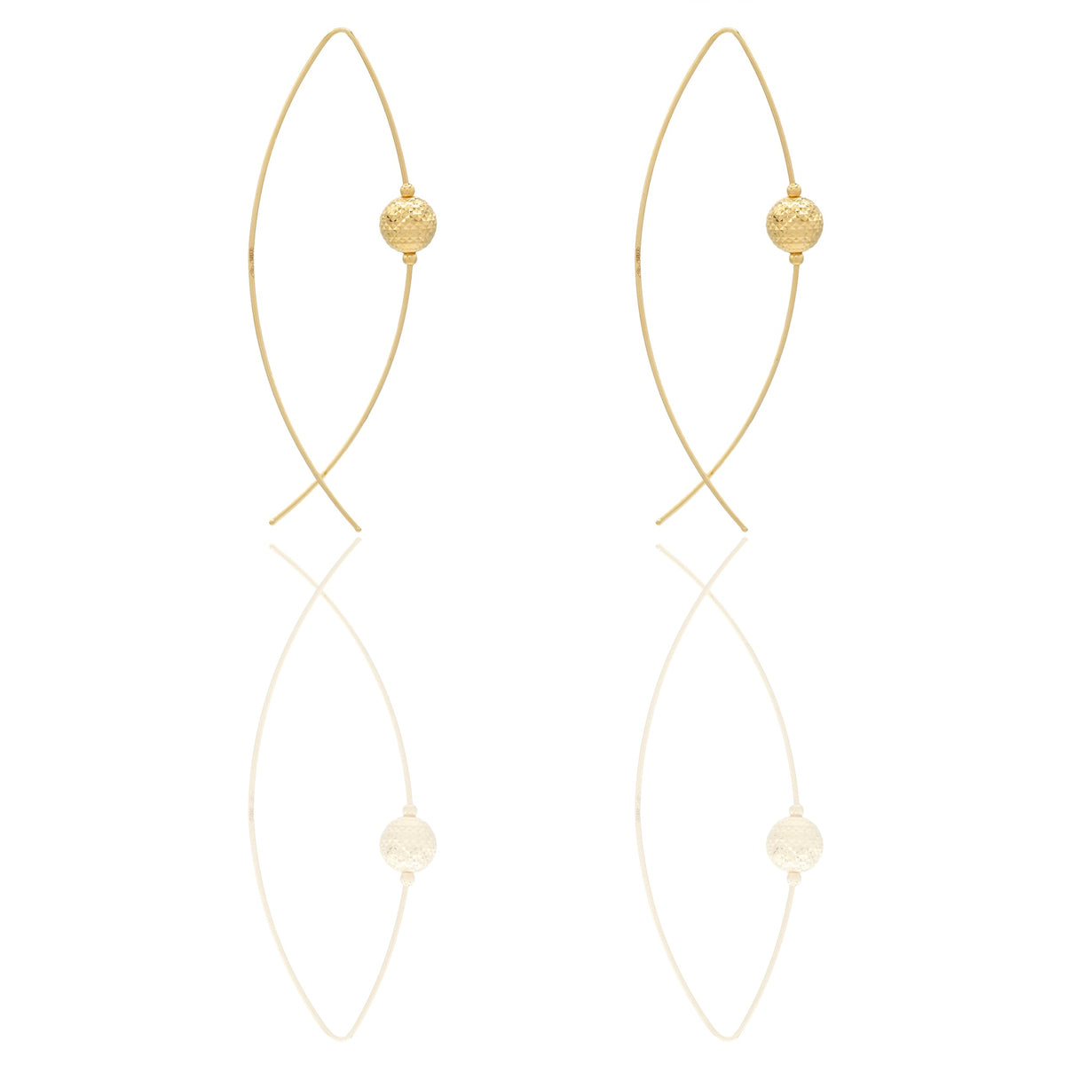Orecchini Oro Giallo Oro 18 carati Pendenti con Sfera Milleluci Solo Oro Lunghezza cm.6 sfera mm. 8