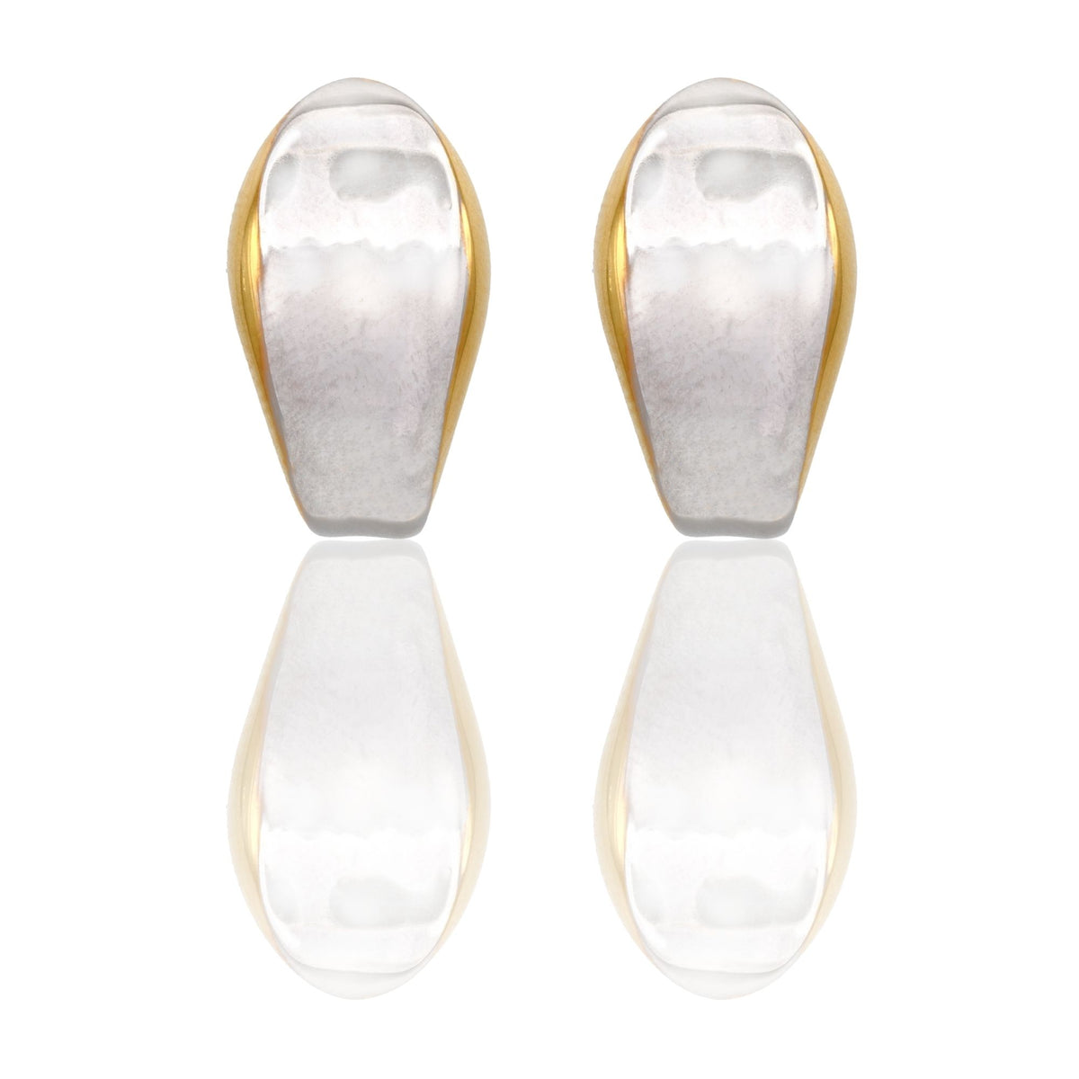 Orecchini Oro Giallo Oro Bianco Oro 18 carati Cerchio Aqua Solo Oro
