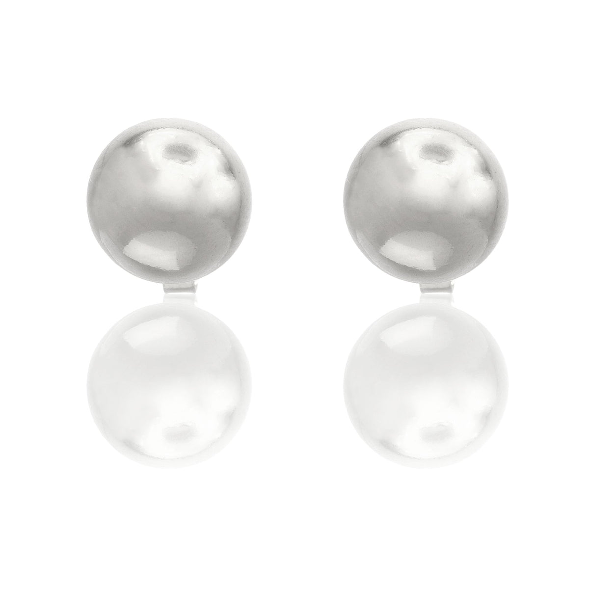 Orecchini Oro Bianco Oro 18 carati Sfera Solo Oro