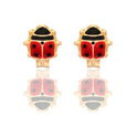 Orecchini Oro Giallo Oro 18 carati Coccinella Smalto Nero, Smalto rosso 