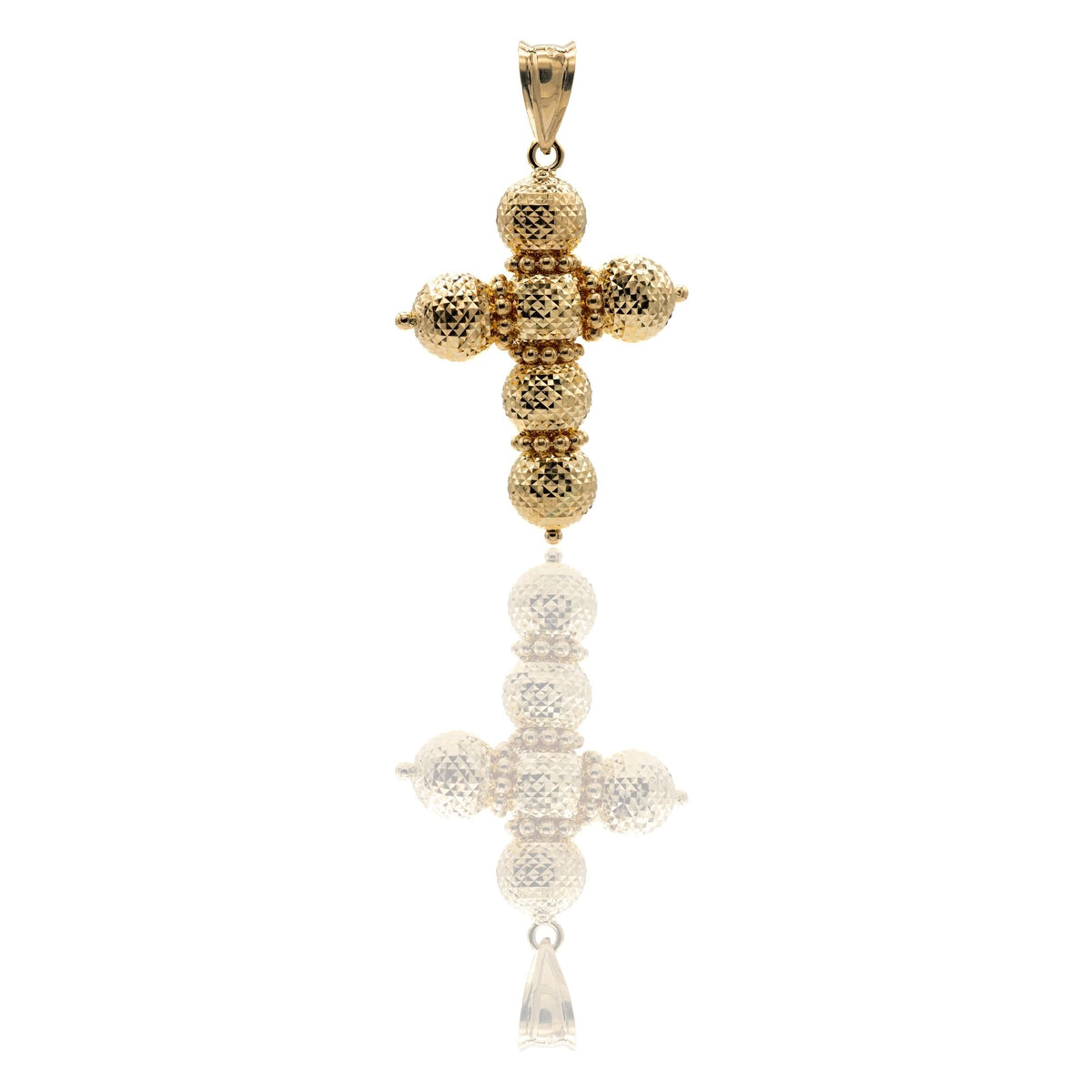 Ciondolo Oro Giallo Oro 18 carati Croce Milleluci Solo Oro cm.4,7x2,5; Sfera diam. mm. 8