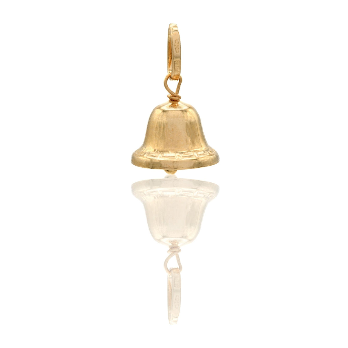 Ciondolo Oro Giallo Oro 18 carati Campanella Con Greca Solo Oro cm.1,8