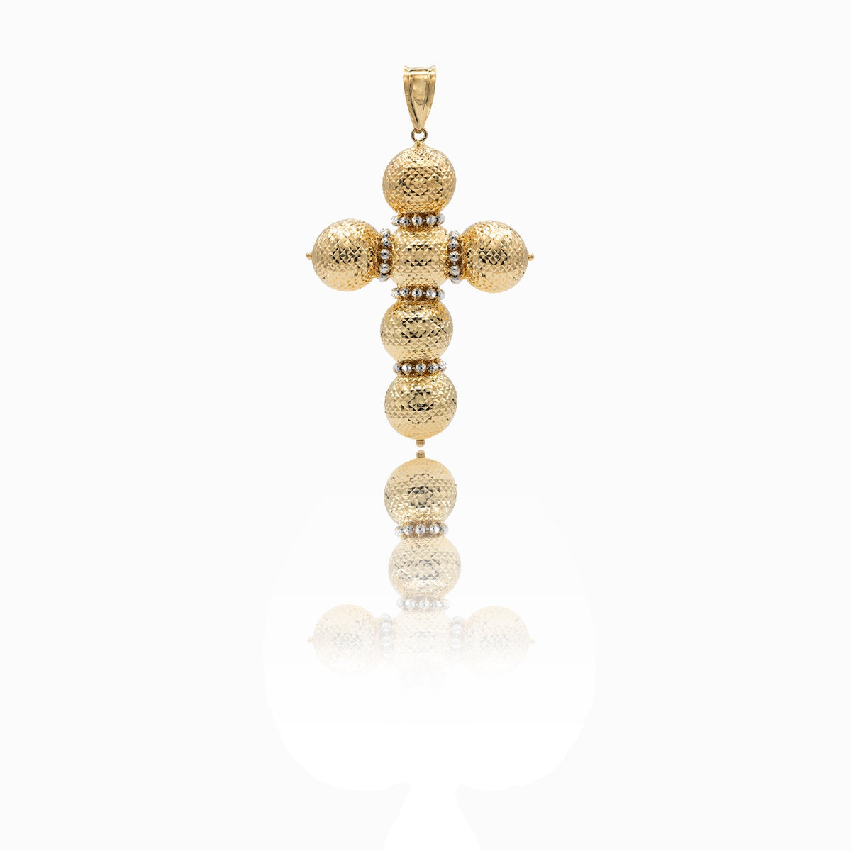 Ciondolo Oro Giallo Oro Bianco Oro 18 carati Croce Milleluci Solo Oro cm.7x4,5