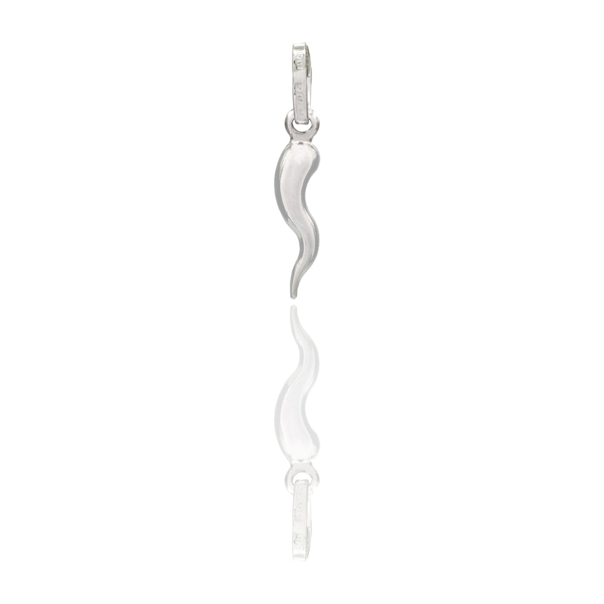 Ciondolo Oro Bianco Oro 18 carati Corno Scaramantico Solo Oro Lunghezza 2 cm