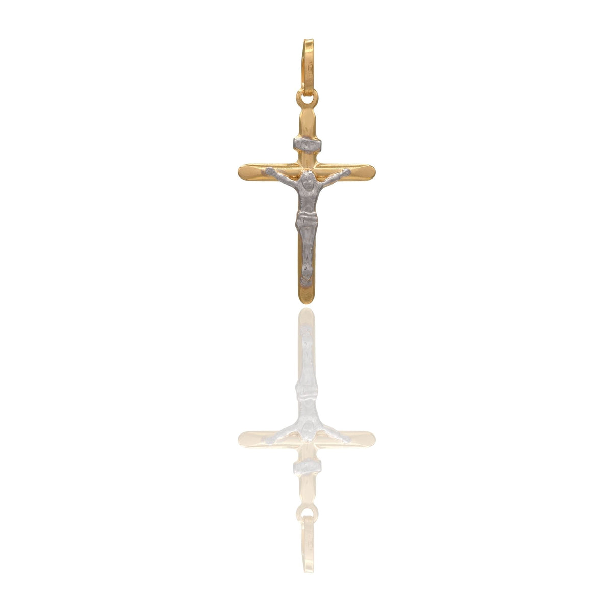 Ciondolo Oro Giallo Oro Bianco Oro 18 carati Croce Con Cristo   Solo Oro cm.3,2x2,2