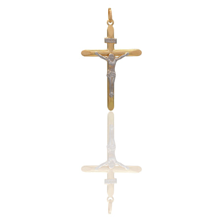 Ciondolo Oro Giallo Oro Bianco Oro 18 carati Croce Cristo  Solo Oro cm.3,1x1,2