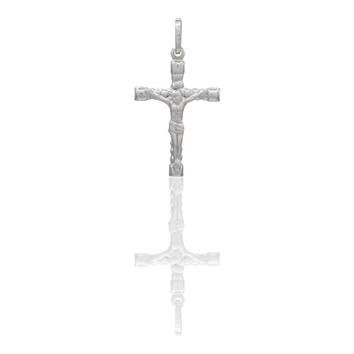 Ciondolo Oro Bianco Oro 18 carati Croce Cristo Tronchetto Solo Oro