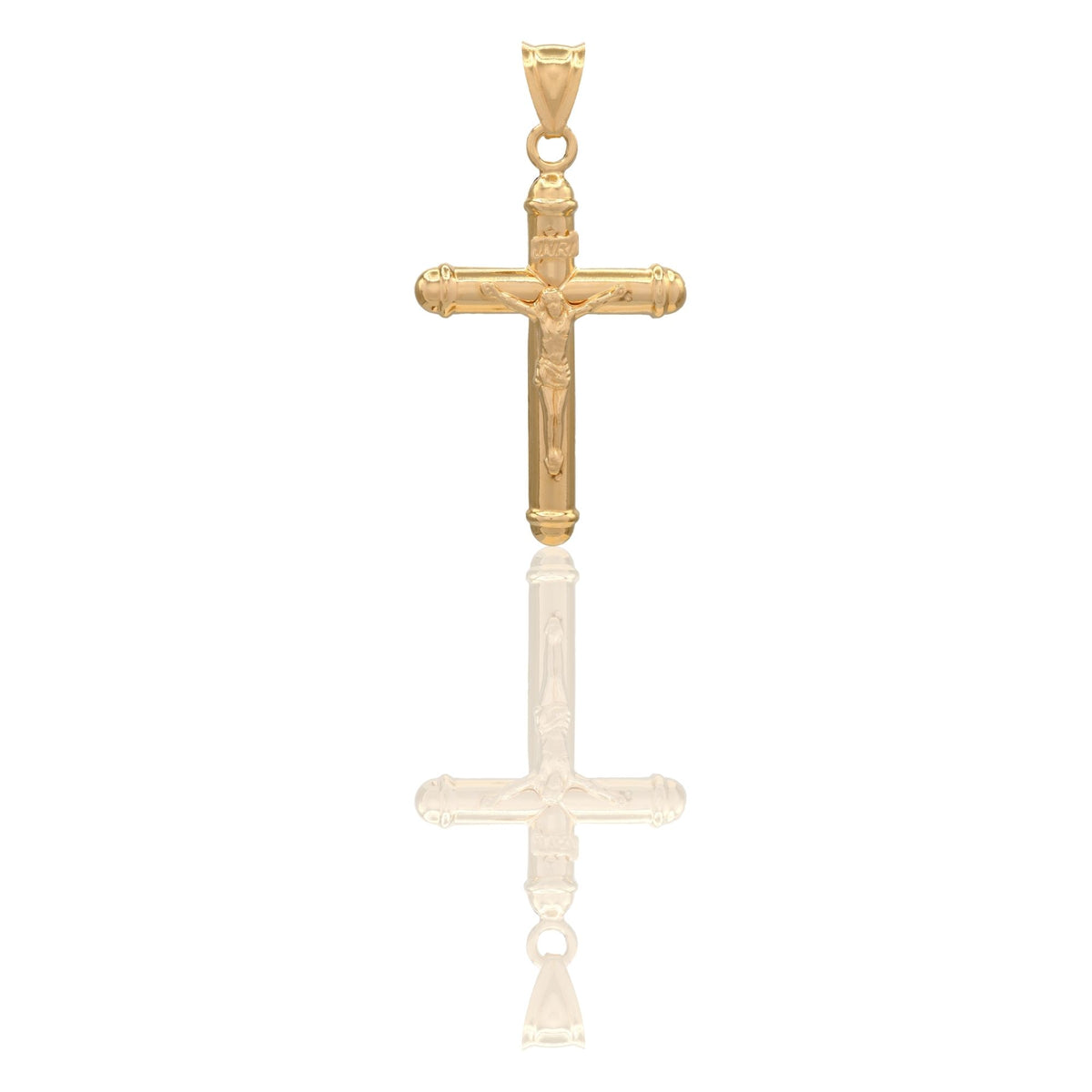 Ciondolo Oro Giallo Oro 18 carati Croce Cristo bombata Solo Oro cm.3,1x1,7