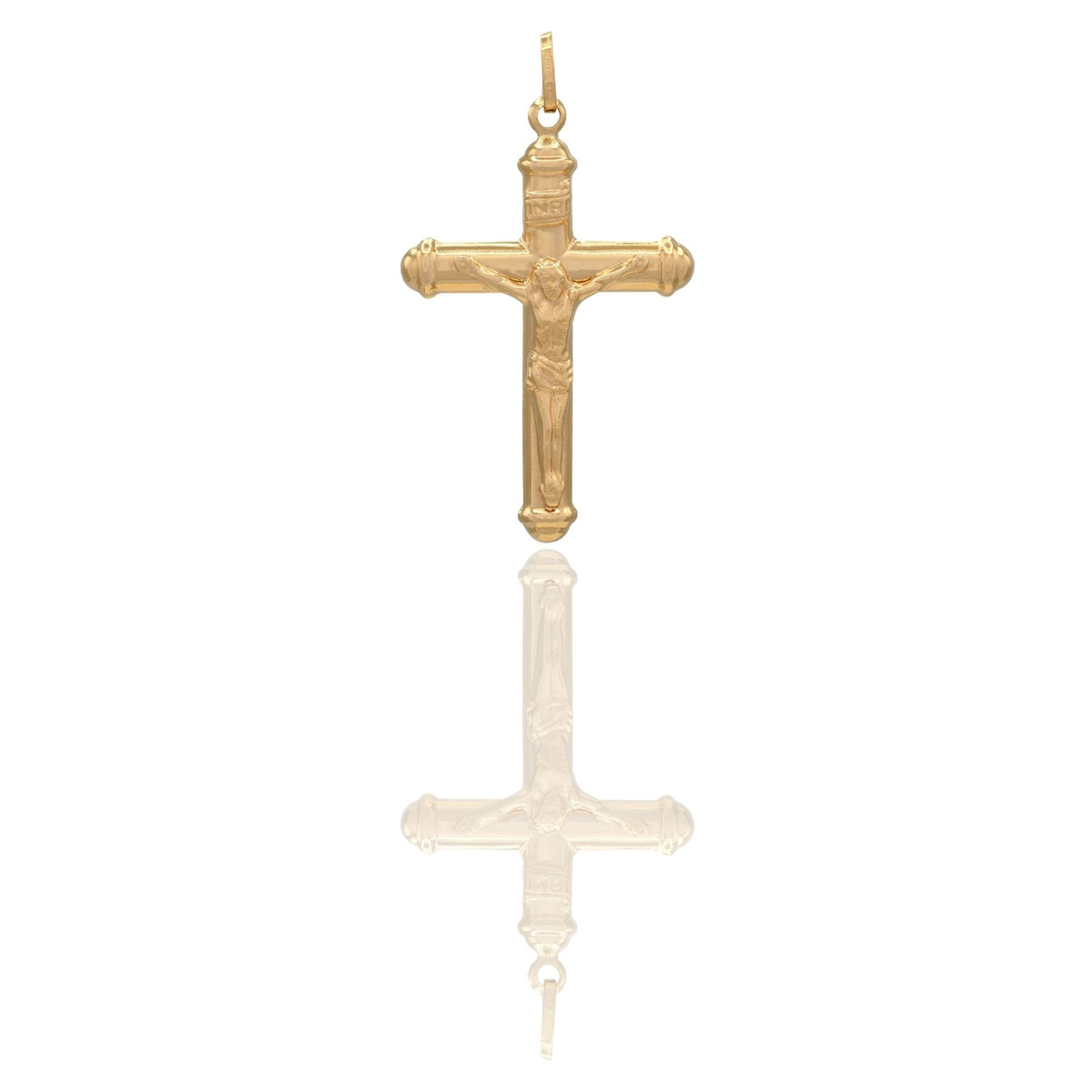 Ciondolo Oro Giallo Oro 18 carati Croce Cristo bombata Solo Oro cm.3,7x2