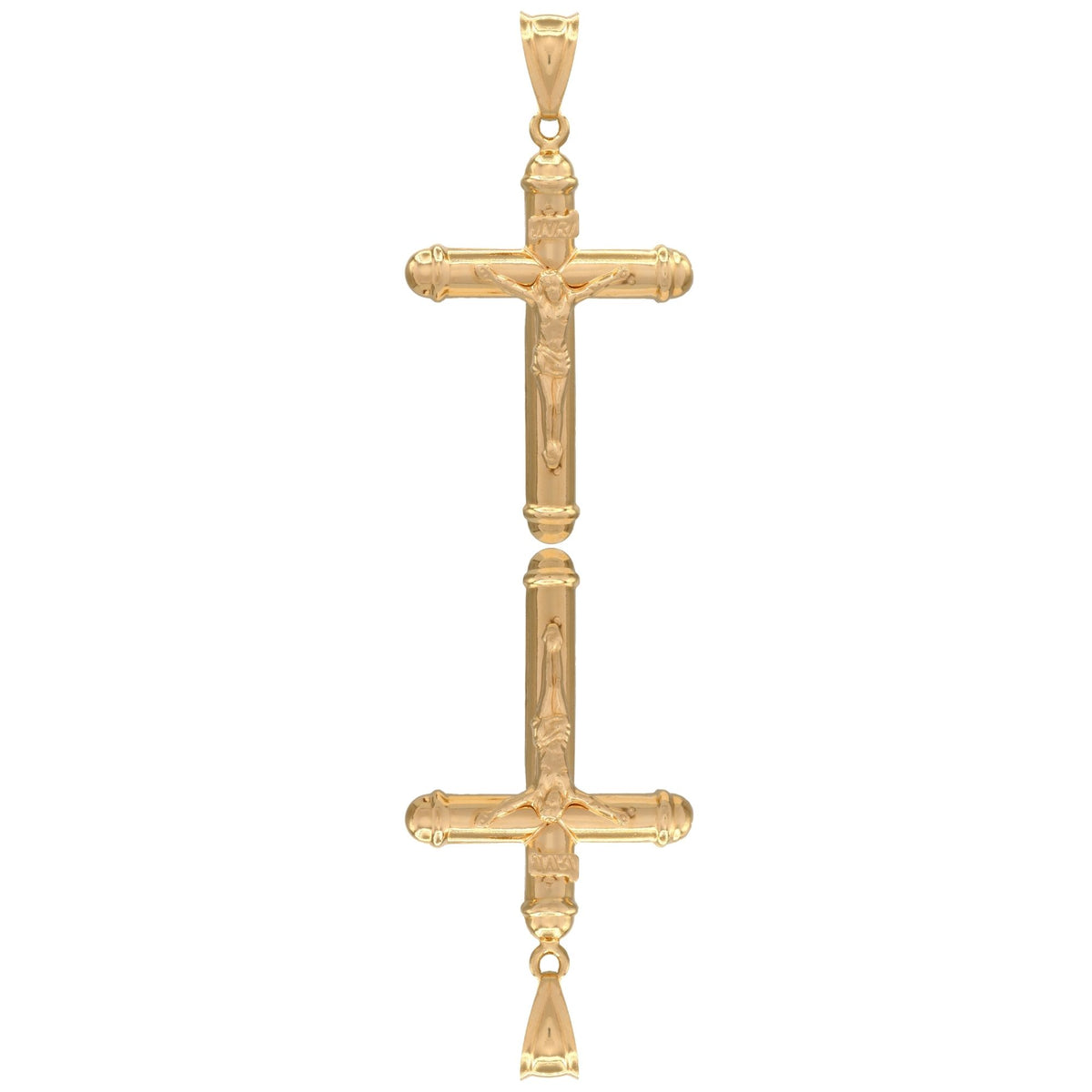 Ciondolo Oro Giallo Oro 18 carati Croce Cristo Pagnottella Solo Oro cm.5,8x3
