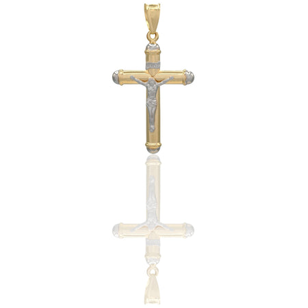 Ciondolo Oro Giallo Oro Bianco Oro 18 carati Croce Cristo Pagnottella Solo Oro cm.5,8x3,2